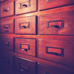 Vintage wooden card catalog.
